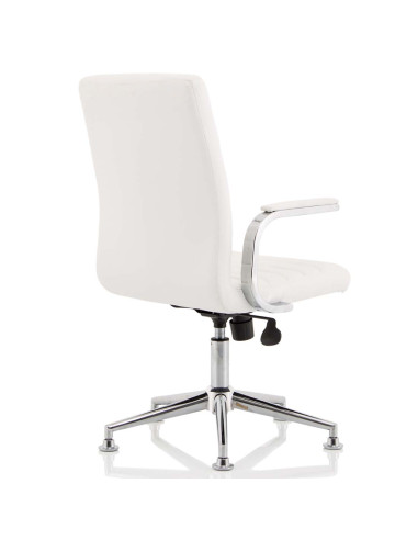 Ezra Executive White Leather Office Chair with Chrome Glides KC0294