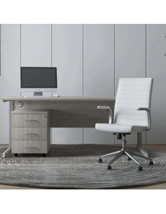 Ezra Executive Grey Leather Office Chair With Glides KCUP1694 2