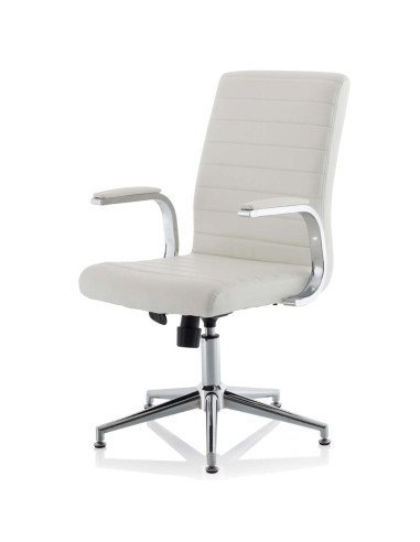 Ezra Executive White Leather Office Chair With Glides KCUP1695