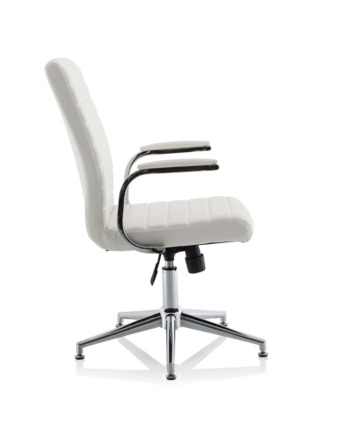 Ezra Executive White Leather Office Chair With Glides KCUP1695