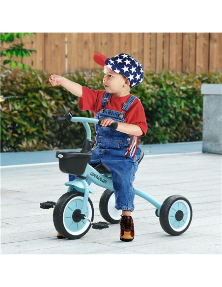 AIYAPLAY Kids Trike, Tricycle, with Adjustable Seat, Basket, Bell, for Ages 2-5 Years - Blue 370-267V00BU - pic 33376 | FastDaddyshop