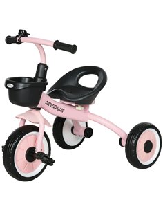 AIYAPLAY Kids Trike, Tricycle, with Adjustable Seat, Basket, Bell, for Ages 2-5 Years - Pink 370-267V00PK