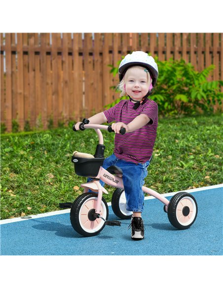AIYAPLAY Kids Trike, Tricycle, with Adjustable Seat, Basket, Bell, for Ages 2-5 Years - Pink 370-267V00PK - pic 33385 | FastDaddyshop