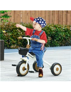 AIYAPLAY Kids Trike, Tricycle, with Adjustable Seat, Basket, Bell, for Ages 2-5 Years - White 370-267V00WT 2
