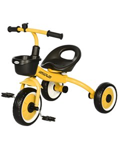 AIYAPLAY Kids Trike, Tricycle, with Adjustable Seat, Basket, Bell, for Ages 2-5 Years - Yellow 370-267V00YL