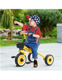 AIYAPLAY Kids Trike, Tricycle, with Adjustable Seat, Basket, Bell, for Ages 2-5 Years - Yellow 370-267V00YL 2