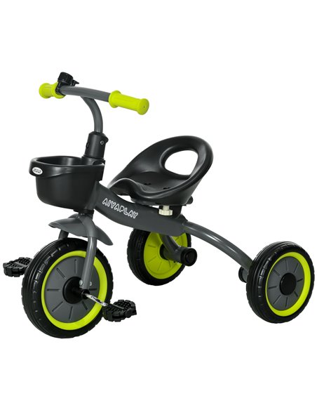 AIYAPLAY Kids Trike, Tricycle, with Adjustable Seat, Basket, Bell, for Ages 2-5 Years - Black 370-267V00BK - pic 33411 | FastDaddyshop