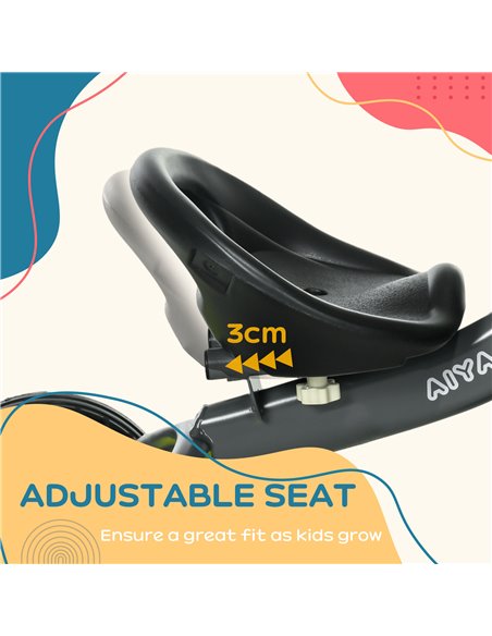 AIYAPLAY Kids Trike, Tricycle, with Adjustable Seat, Basket, Bell, for Ages 2-5 Years - Black 370-267V00BK - pic 33415 | FastDaddyshop