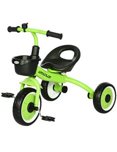 AIYAPLAY Kids Trike, Tricycle, with Adjustable Seat, Basket, Bell, for Ages 2-5 Years - Green 370-267V00GN