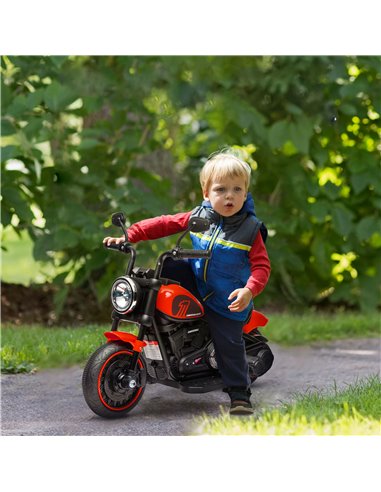 HOMCOM 6v Electric Motorbike with Training Wheels, One-Button Start - Red 370-283V70RD