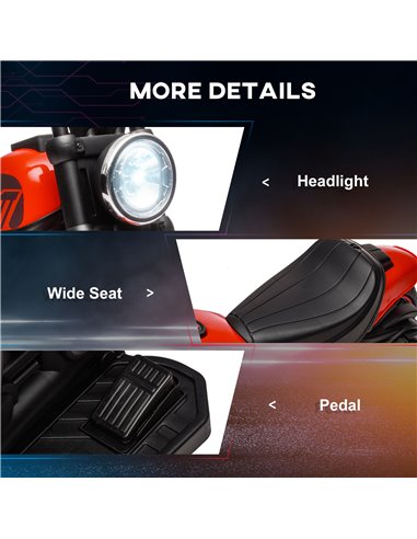 HOMCOM 6v Electric Motorbike with Training Wheels, One-Button Start - Red 370-283V70RD