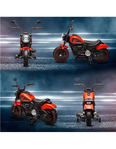 HOMCOM 6v Electric Motorbike with Training Wheels, One-Button Start - Red 370-283V70RD