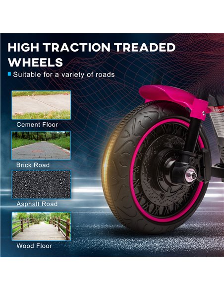 HOMCOM 6v Electric Motorbike with Training Wheels, One-Button Start - Pink 370-283V70PK - pic 33443 | FastDaddyshop