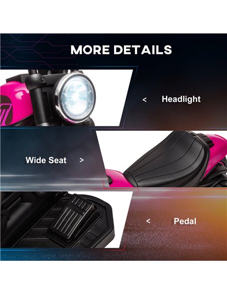 HOMCOM 6v Electric Motorbike with Training Wheels, One-Button Start - Pink 370-283V70PK - pic 33444 | FastDaddyshop