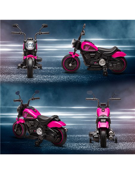 HOMCOM 6v Electric Motorbike with Training Wheels, One-Button Start - Pink 370-283V70PK - pic 33445 | FastDaddyshop
