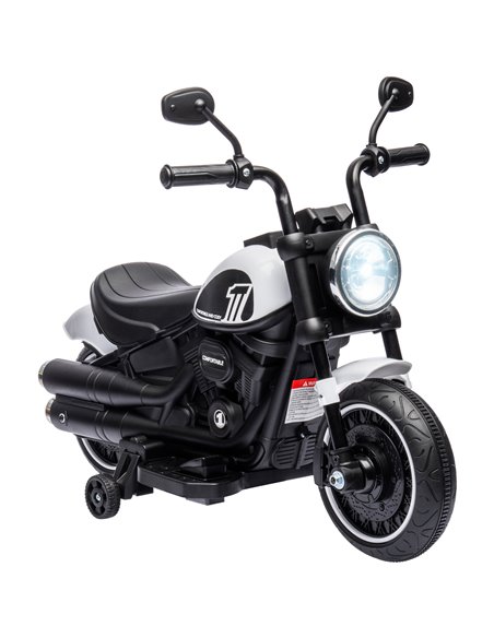 HOMCOM 6v Electric Motorbike with Training Wheels, One-Button Start - White 370-283V70WT - pic 33447 | FastDaddyshop