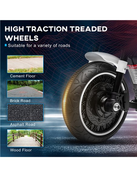 HOMCOM 6v Electric Motorbike with Training Wheels, One-Button Start - White 370-283V70WT - pic 33452 | FastDaddyshop