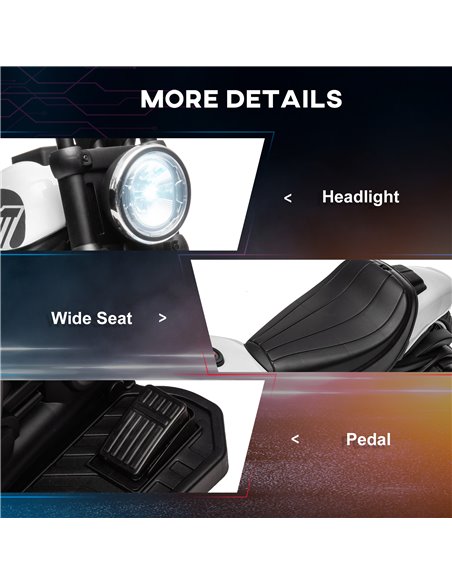 HOMCOM 6v Electric Motorbike with Training Wheels, One-Button Start - White 370-283V70WT - pic 33453 | FastDaddyshop