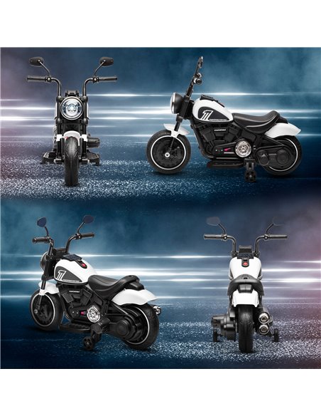 HOMCOM 6v Electric Motorbike with Training Wheels, One-Button Start - White 370-283V70WT - pic 33454 | FastDaddyshop