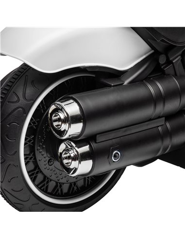 HOMCOM 6v Electric Motorbike with Training Wheels, One-Button Start - White 370-283V70WT