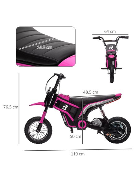 HOMCOM 24V Electric Motorbike, Dirt Bike, 16 Km/h Max. Speed, Pink 370-304V70PK - pic 33476 | FastDaddyshop