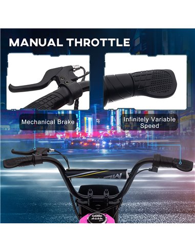 HOMCOM 24V Electric Motorbike, Dirt Bike with Twist Grip Throttle, Music Horn, 12" Pneumatic Tyres, 16 Km/h Max. Speed, Pink 370