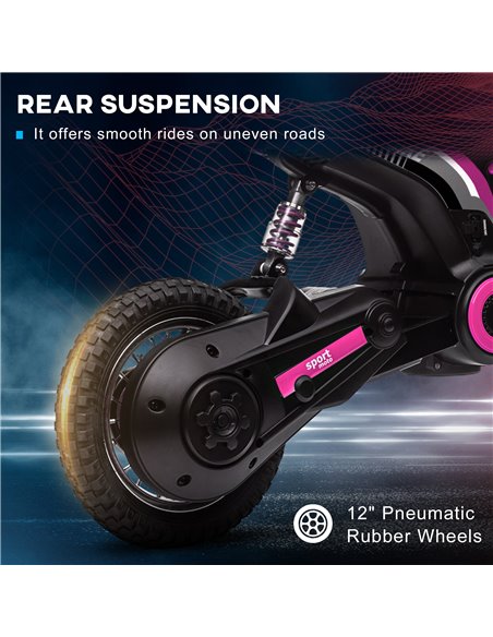 HOMCOM 24V Electric Motorbike, Dirt Bike with Twist Grip Throttle, Music Horn, 12" Pneumatic Tyres, 16 Km/h Max. Speed, Pink 370 - pic 33481 | FastDaddyshop