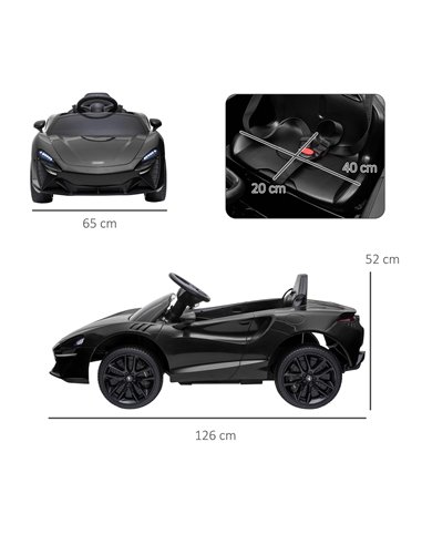 HOMCOM Mclaren Licensed Kids Electric Car with Remote Control, Black 370-265V70BK