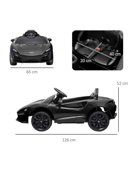 HOMCOM Mclaren Licensed Kids Electric Car with Remote Control, Black 370-265V70BK - pic 33503 | FastDaddyshop