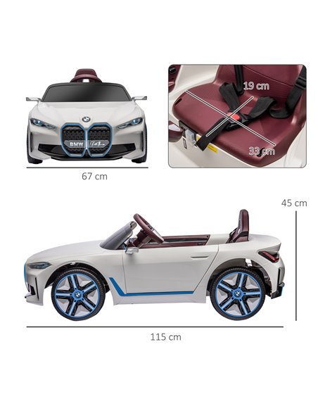 HOMCOM BMW i4 Licensed 12V Kids Electric Car with Remote Control, White 370-294V70WT - pic 33512 | FastDaddyshop