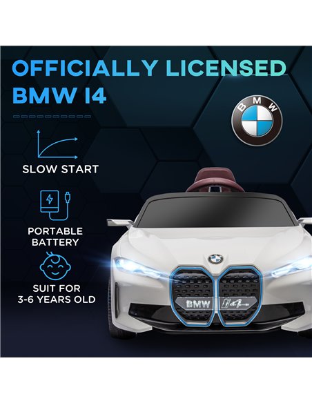 HOMCOM BMW i4 Licensed 12V Kids Electric Ride on Car w/ Remote Control, Powered Electric Car w/ Portable Battery, Music, for Kid - pic 33513 | FastDaddyshop