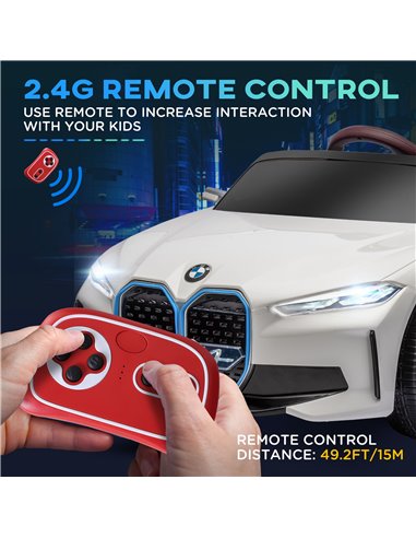 HOMCOM BMW i4 Licensed 12V Kids Electric Ride on Car w/ Remote Control, Powered Electric Car w/ Portable Battery, Music, for Kid