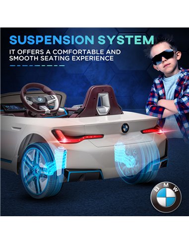 HOMCOM BMW i4 Licensed 12V Kids Electric Ride on Car w/ Remote Control, Powered Electric Car w/ Portable Battery, Music, for Kid