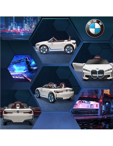 HOMCOM BMW i4 Licensed 12V Kids Electric Ride on Car w/ Remote Control, Powered Electric Car w/ Portable Battery, Music, for Kid