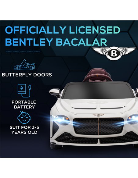 HOMCOM Bentley Bacalar Licensed 12V Kids Electric Ride on Car w/ Remote Control, Powered Electric Car w/ Portable Battery, for K - pic 33531 | FastDaddyshop