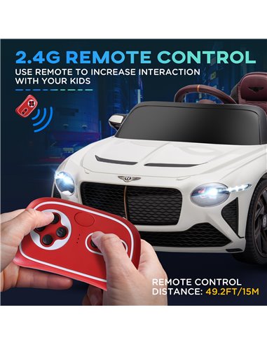 HOMCOM Bentley Bacalar Licensed 12V Kids Electric Ride on Car w/ Remote Control, Powered Electric Car w/ Portable Battery, for K