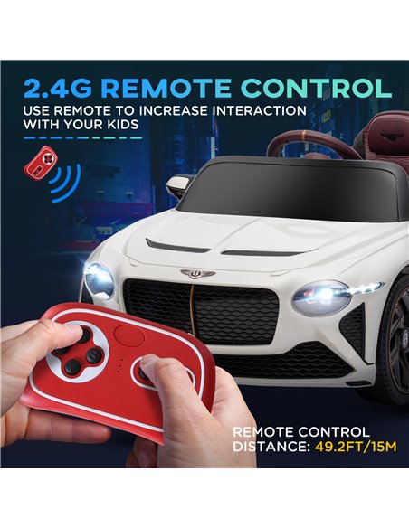 HOMCOM Bentley Bacalar Licensed 12V Kids Electric Ride on Car w/ Remote Control, Powered Electric Car w/ Portable Battery, for K - pic 33532 | FastDaddyshop
