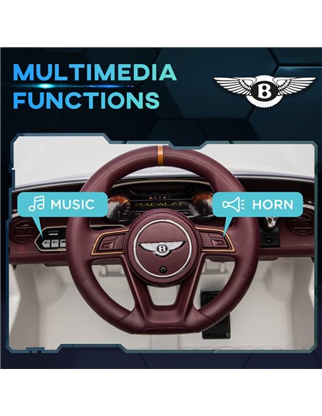 HOMCOM Bentley Bacalar Licensed 12V Kids Electric Ride on Car w/ Remote Control, Powered Electric Car w/ Portable Battery, for K - pic 33533 | FastDaddyshop