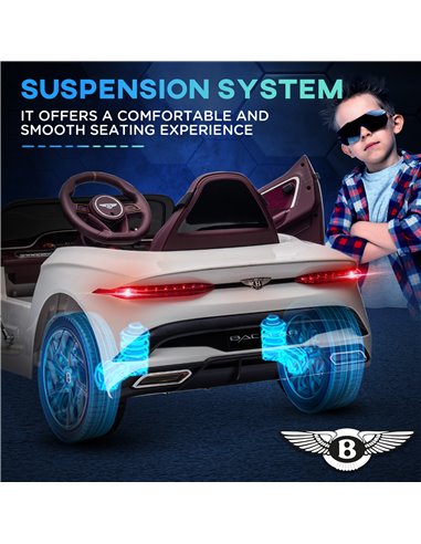HOMCOM Bentley Bacalar Licensed 12V Kids Electric Ride on Car w/ Remote Control, Powered Electric Car w/ Portable Battery, for K