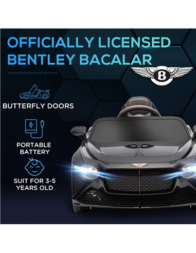 HOMCOM Bentley Bacalar Licensed 12V Kids Electric Ride on Car w/ Remote Control, Powered Electric Car with Portable Battery, Mus