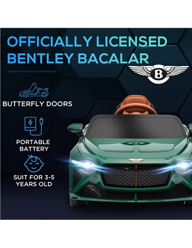 HOMCOM Bentley Bacalar Licensed 12V Kids Electric Ride on Car w/ Remote Control, Powered Electric Car w/ Portable Battery, for K
