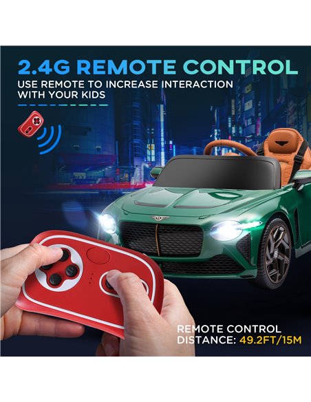HOMCOM Bentley Bacalar Licensed 12V Kids Electric Ride on Car w/ Remote Control, Powered Electric Car w/ Portable Battery, for K - pic 33550 | FastDaddyshop