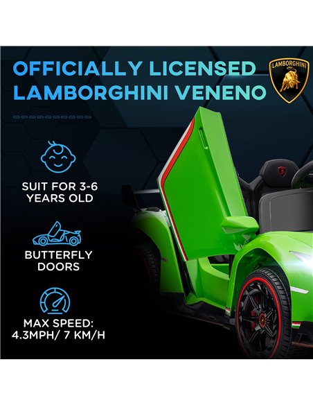HOMCOM Lamborghini Veneno Licensed 12V Kids Electric Ride on Car w/ Butterfly Doors, Portable Battery, Powered Electric Car w/ B - pic 33576 | FastDaddyshop