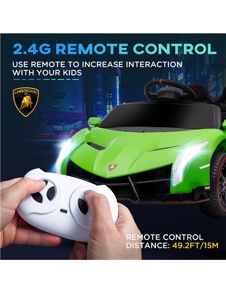 HOMCOM Lamborghini Veneno Licensed 12V Kids Electric Ride on Car w/ Butterfly Doors, Portable Battery, Powered Electric Car w/ B - pic 33577 | FastDaddyshop