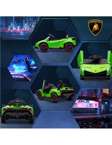 HOMCOM Lamborghini Veneno Licensed 12V Kids Electric Ride on Car w/ Butterfly Doors, Portable Battery, Powered Electric Car w/ B