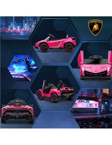 HOMCOM Lamborghini Veneno Licensed 12V Kids Electric Ride on Car w/ Butterfly Doors, Portable Battery, Powered Electric Car w/ B