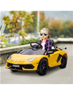 HOMCOM Lamborghini Licensed 12V Kids Electric Car with Remote, Yellow 370-306V70YL 2