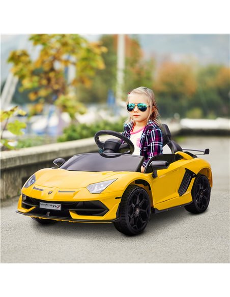 HOMCOM Lamborghini Licensed 12V Kids Electric Car with Remote, Yellow 370-306V70YL - pic 33610 | FastDaddyshop