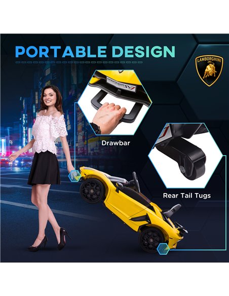 HOMCOM Lamborghini Licensed 12V Kids Electric Car w/ Butterfly Doors, Easy Transport Remote, Music, Horn, Suspension - Yellow 37 - pic 33613 | FastDaddyshop