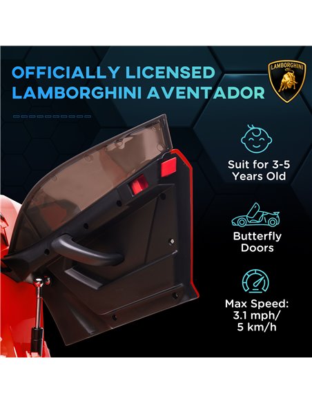 HOMCOM Lamborghini Licensed 12V Kids Electric Car w/ Butterfly Doors, Easy Transport Remote, Music, Horn, Suspension - Red 370-3 - pic 33621 | FastDaddyshop